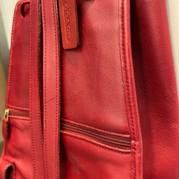 Vintage Coach Large Red Leather Daypack Backpack RARE - Picture 15 of 17